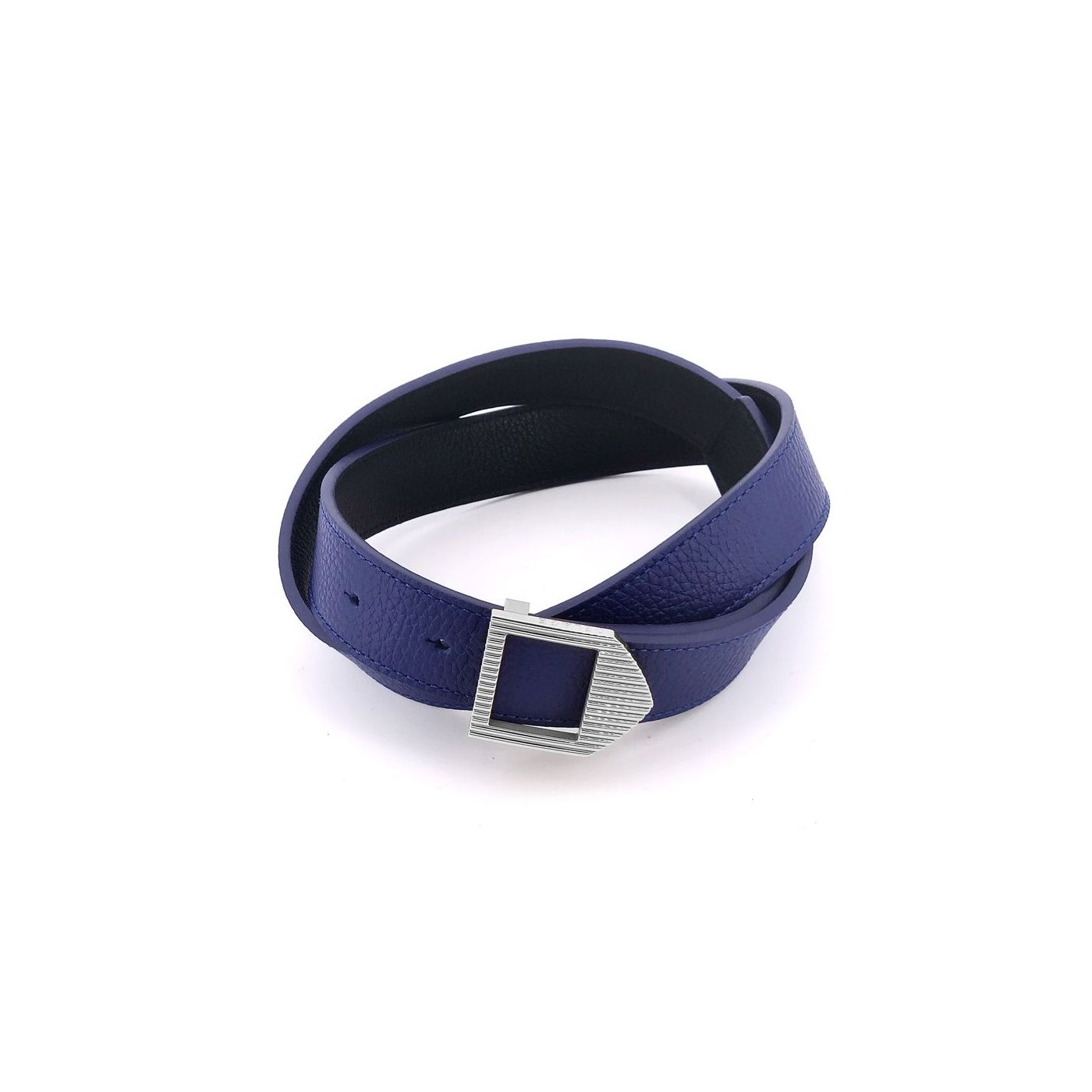 Reversible Belt Man or Woman Luxury in Leather Blue & Black | Delage