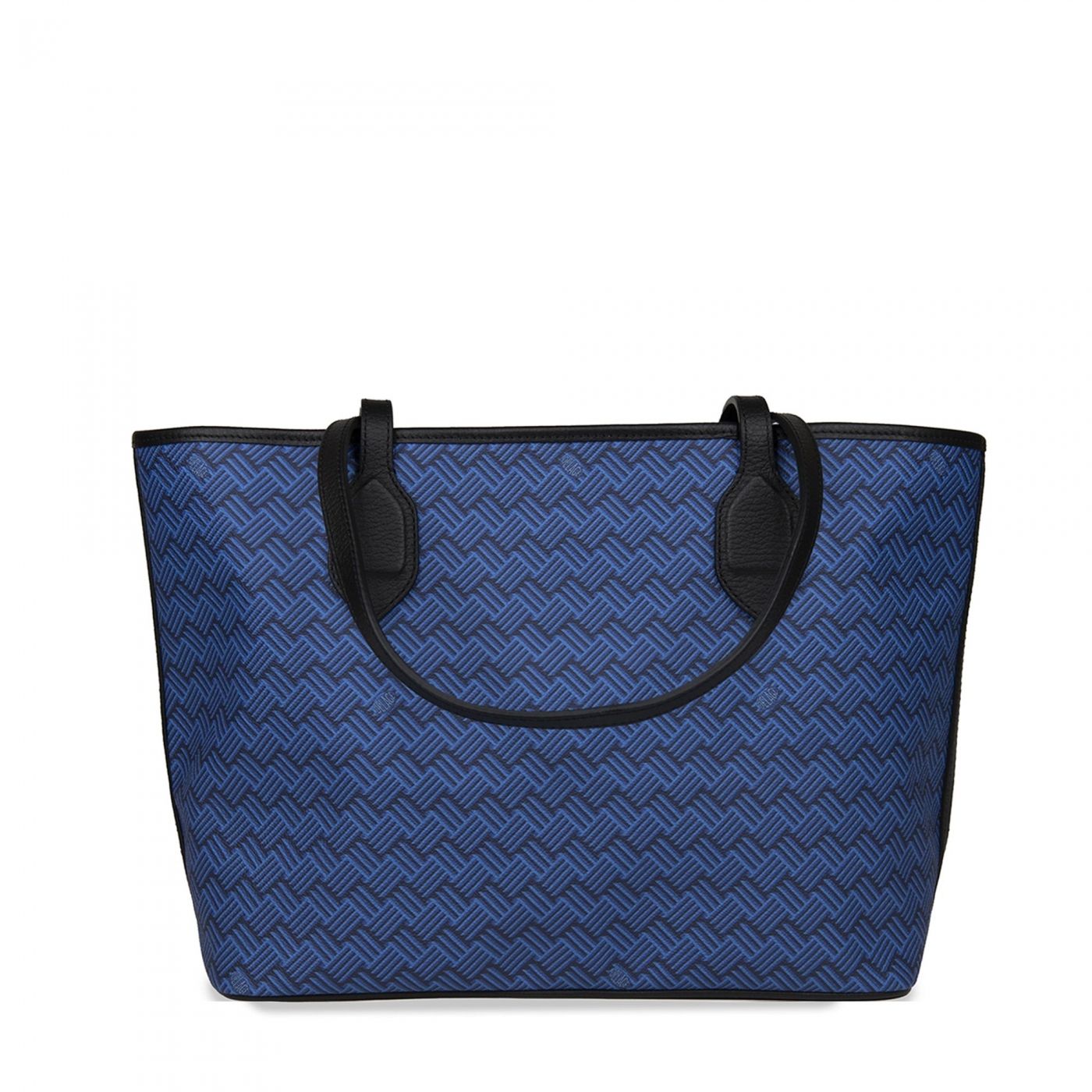Blue Luxury Tote Bag Coated Canvas and Black Leather Lulu
