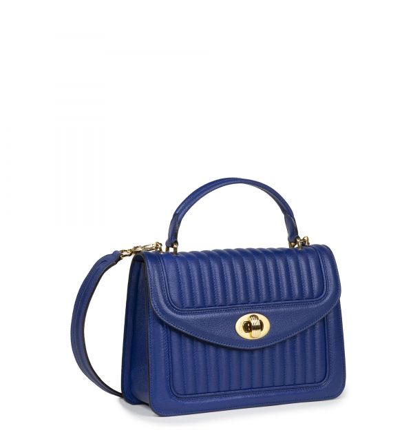 Quilted Handbag Leather Ginette Bleue