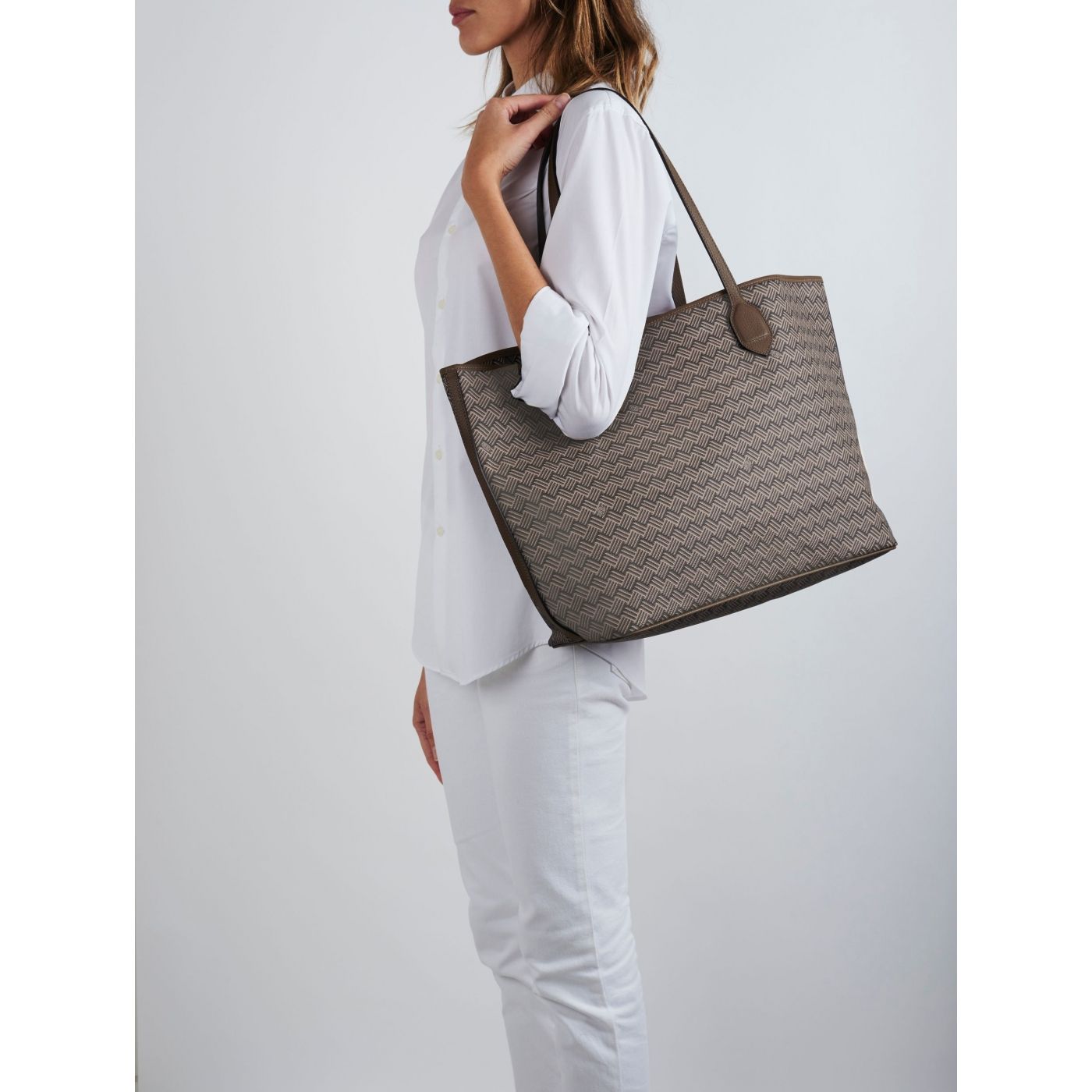 Brown Luxury Tote Bag Coated Canvas and Brown Leather Lulu