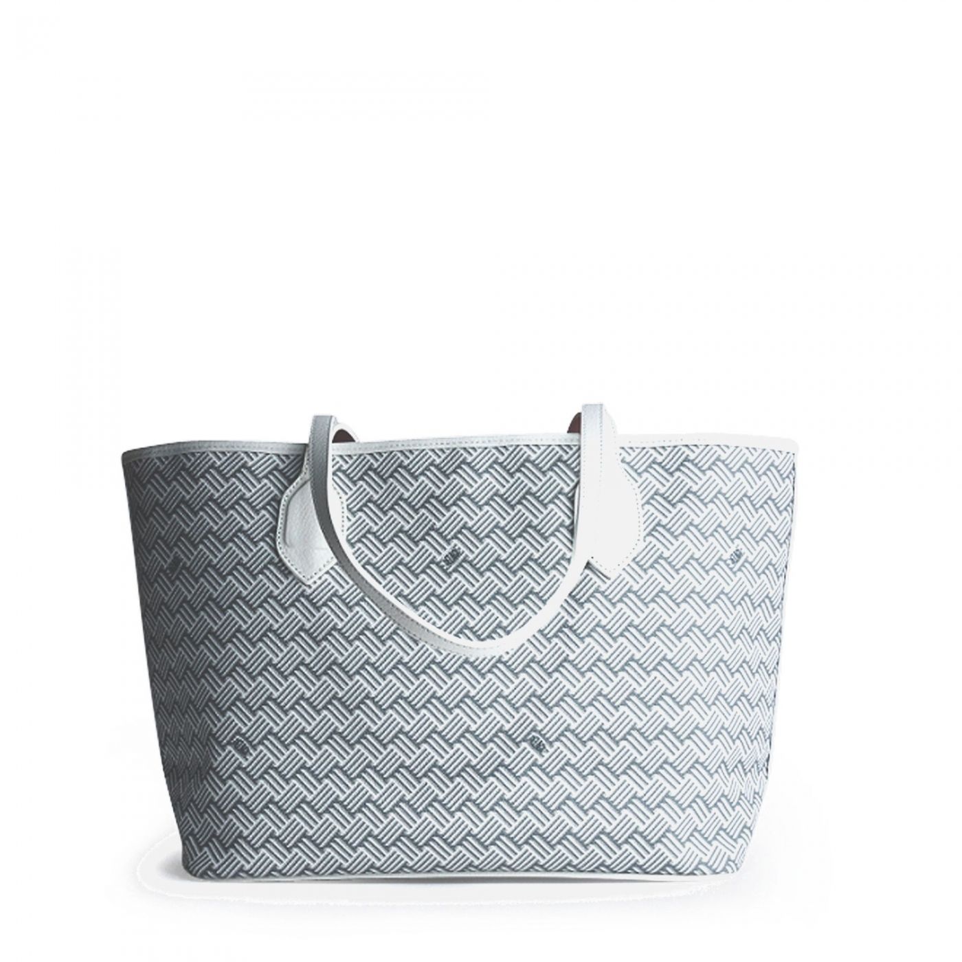 White Luxury Tote Bag Coated Canvas and White Leather Lulu